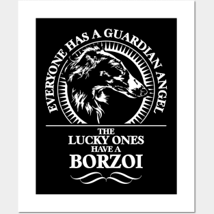 Borzoi Guardian Angel dog saying Posters and Art